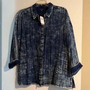 J. Jill Indigo Denim Button-Up